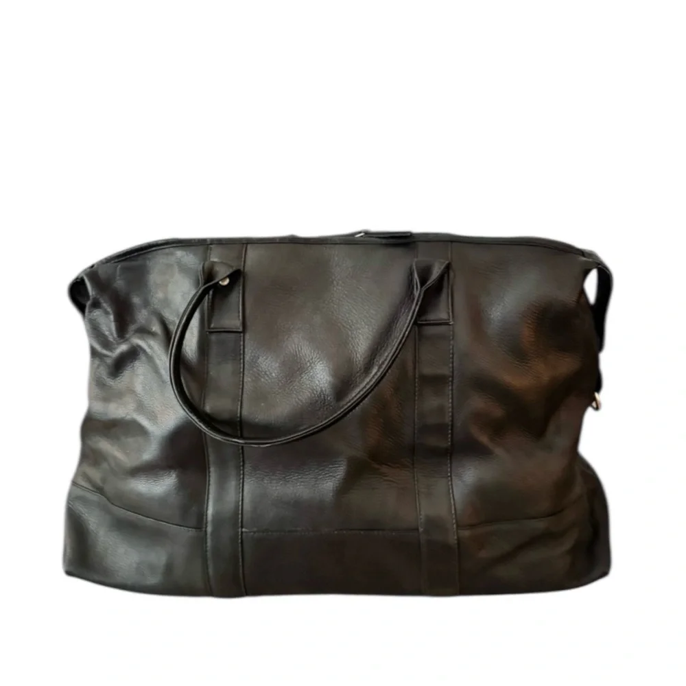 NHL Engraved Logo Latico Black 100%‎ Leather Duffel Travel Bag
